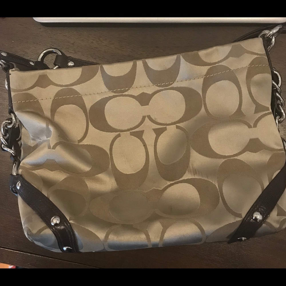 Coach gold,brown and silver medium handbag